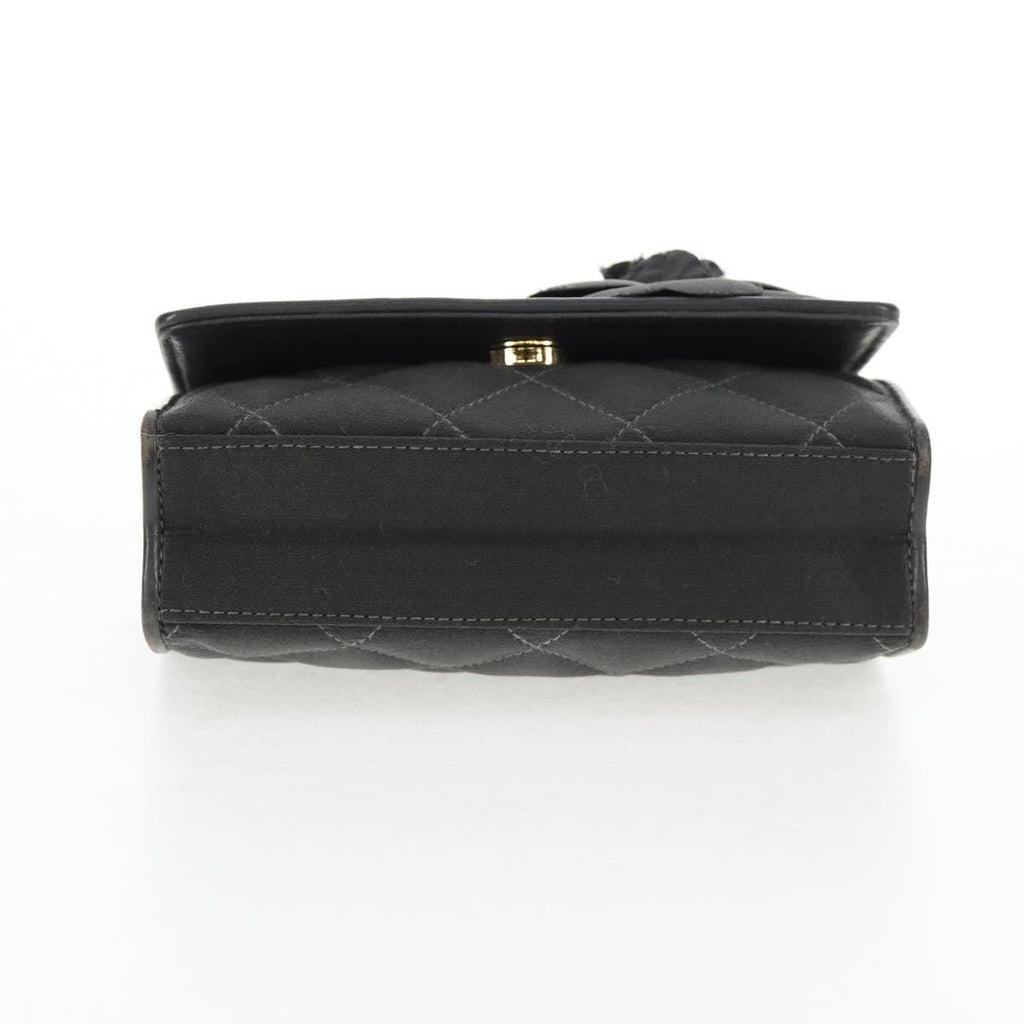 Chanel Vintage Camellia Flap Bag Satin Gray Satin Clutche & Pouche Bag