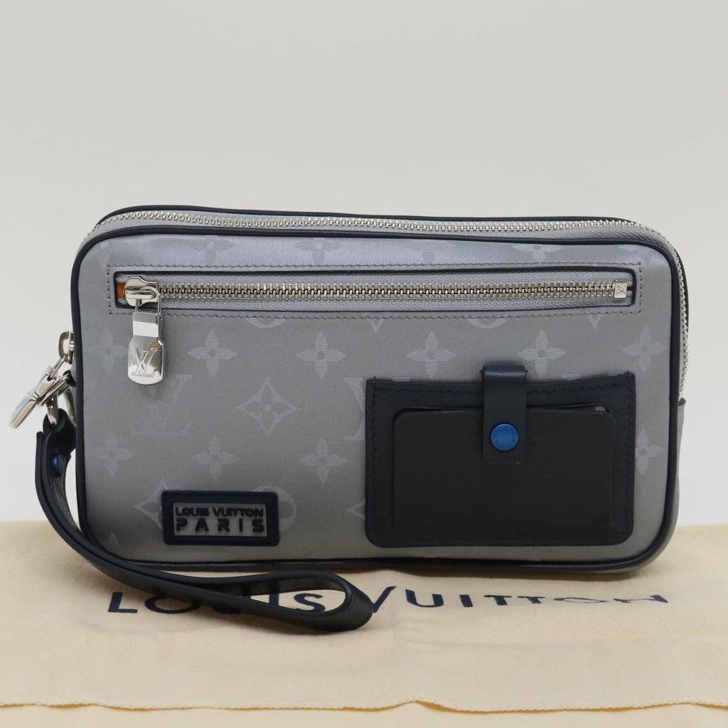 Louis Vuitton Alpha Clutch Limited Edition Monogram Satellite Canvas Silver Nylon Clutche & Pouche Bag