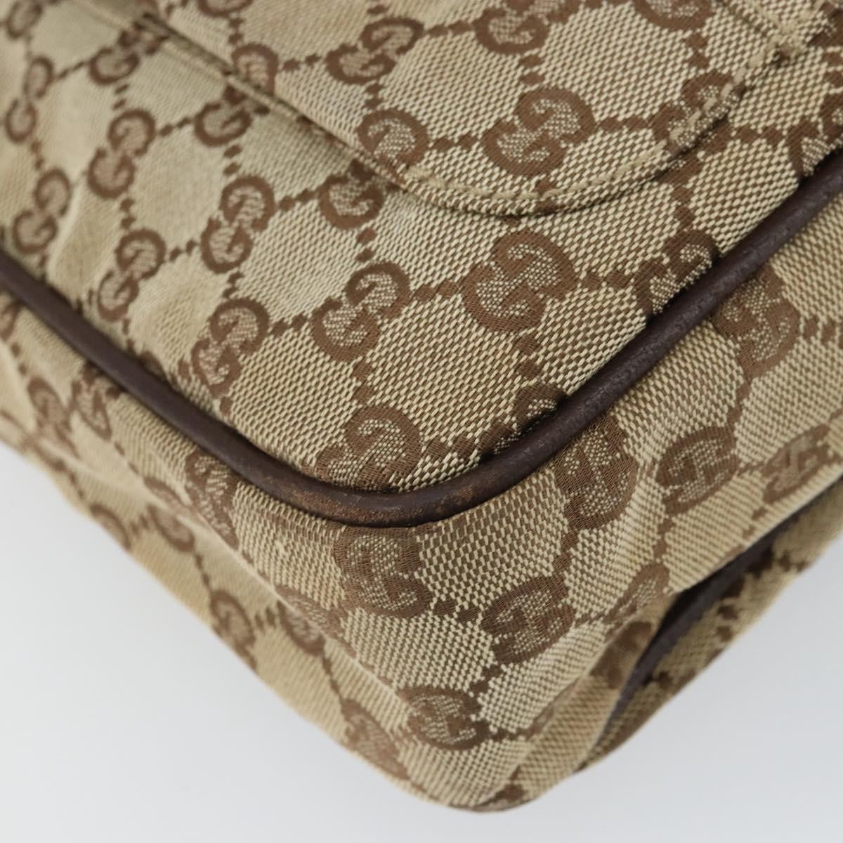 Gucci Vintage Shoulder Bag Gg Canvas And Leather Beige Canvas Shoulder Bag Bag (Pre-Owned)
