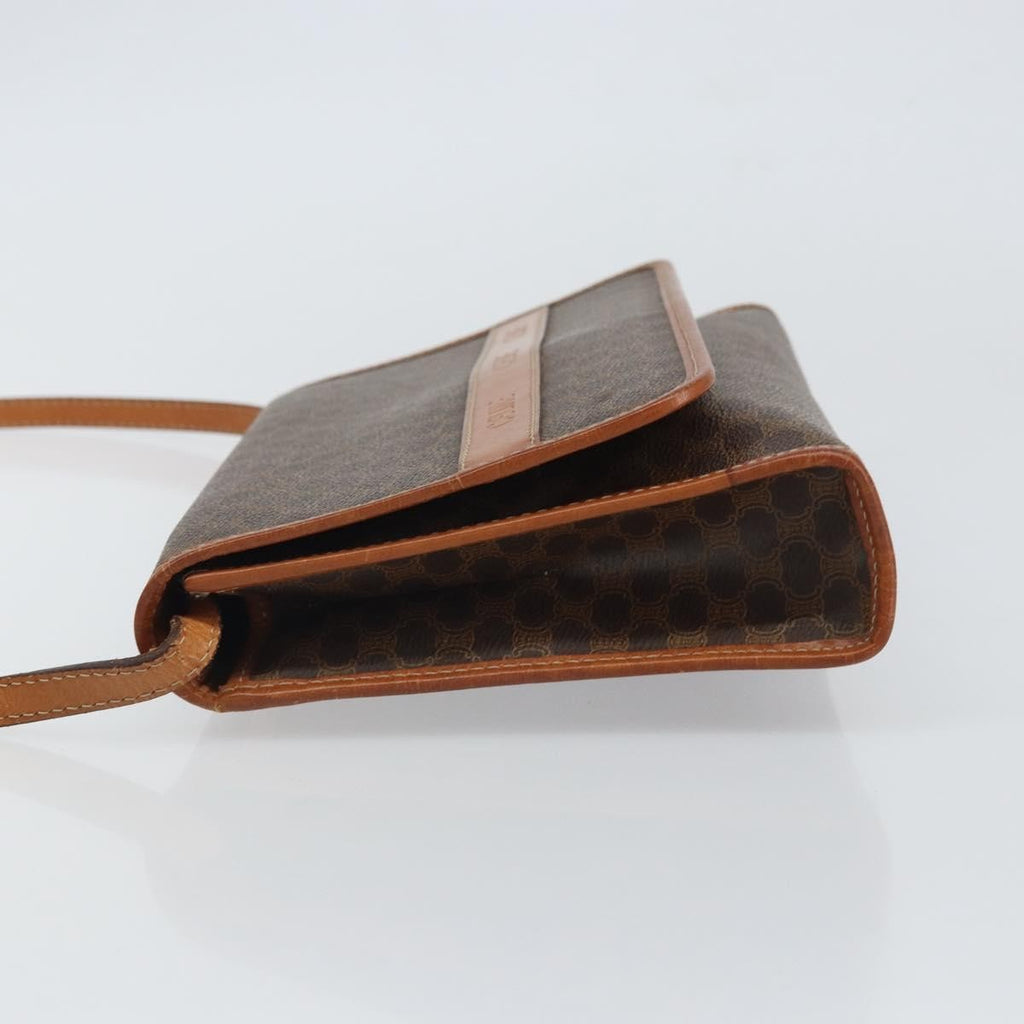 Celine Vintage Macadam Shoulder Bag Canvas And Leather Brown Canvas Shoulder Bag Bag