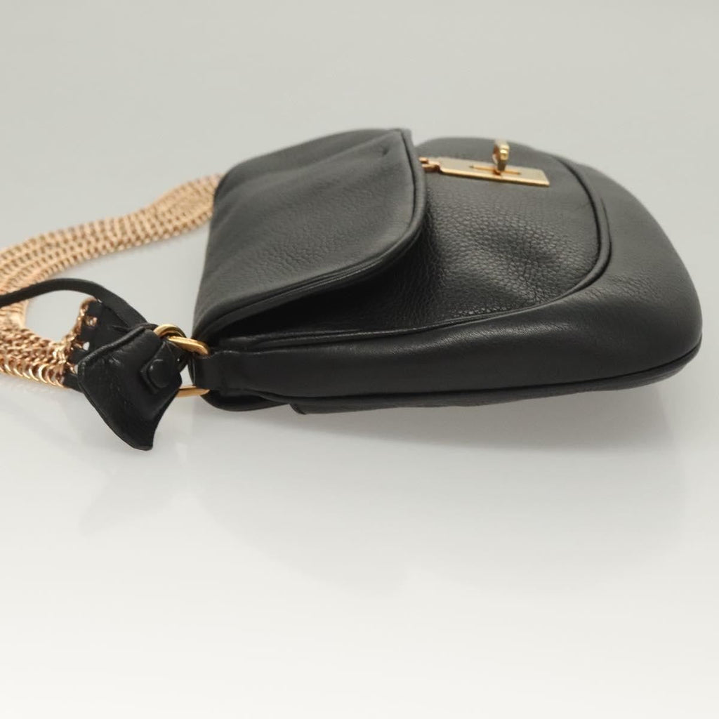 Prada Vintage Chain Flap Shoulder Bag Leather Black Leather Shoulder Bag Bag