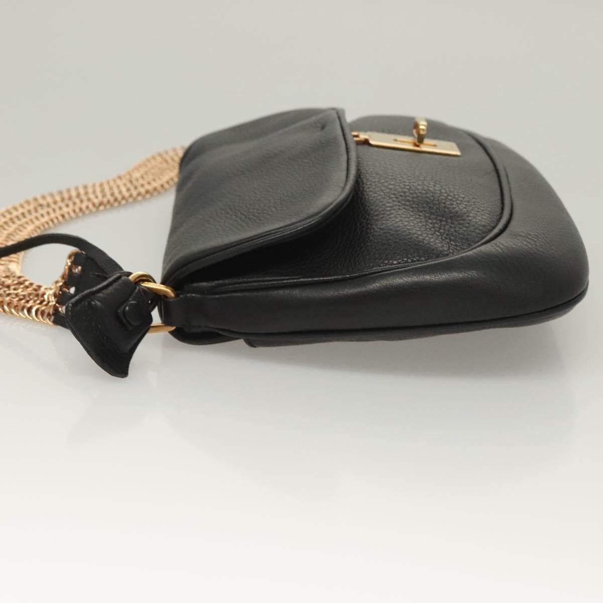Prada Vintage Chain Flap Shoulder Bag Leather Black Leather Shoulder Bag Bag