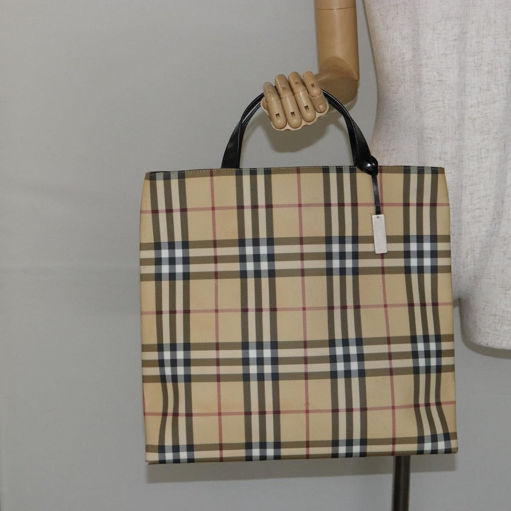 Burberry Nova Check Tote Canvas Check Pattern Beige Canvas Tote Bag
