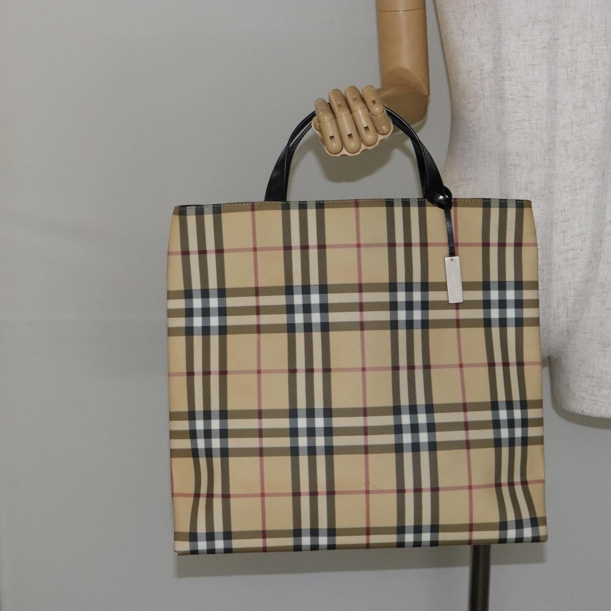 Burberry Nova Check Tote Canvas Check Pattern Beige Canvas Tote Bag