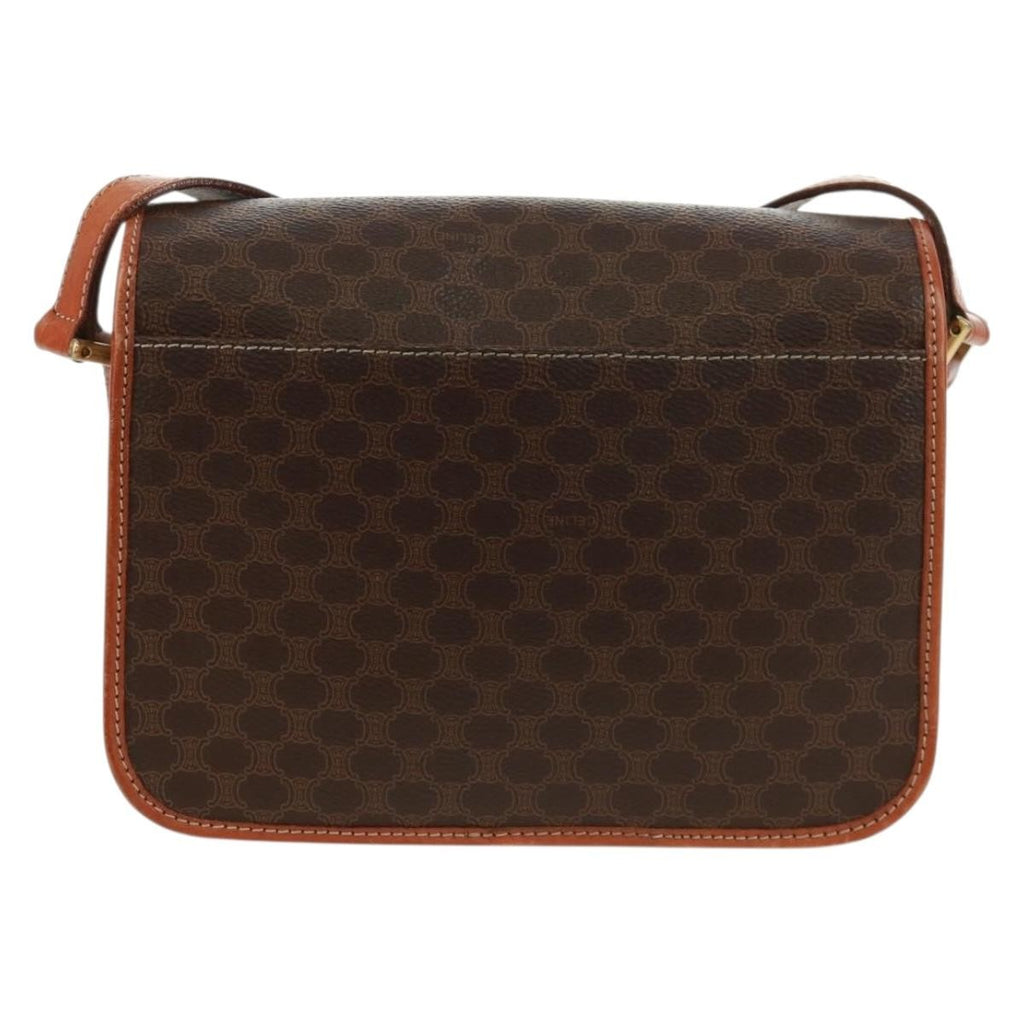 Celine Vintage Macadam Circle Logo Shoulder Bag Canvas And Leather Brown Canvas Shoulder Bag Bag