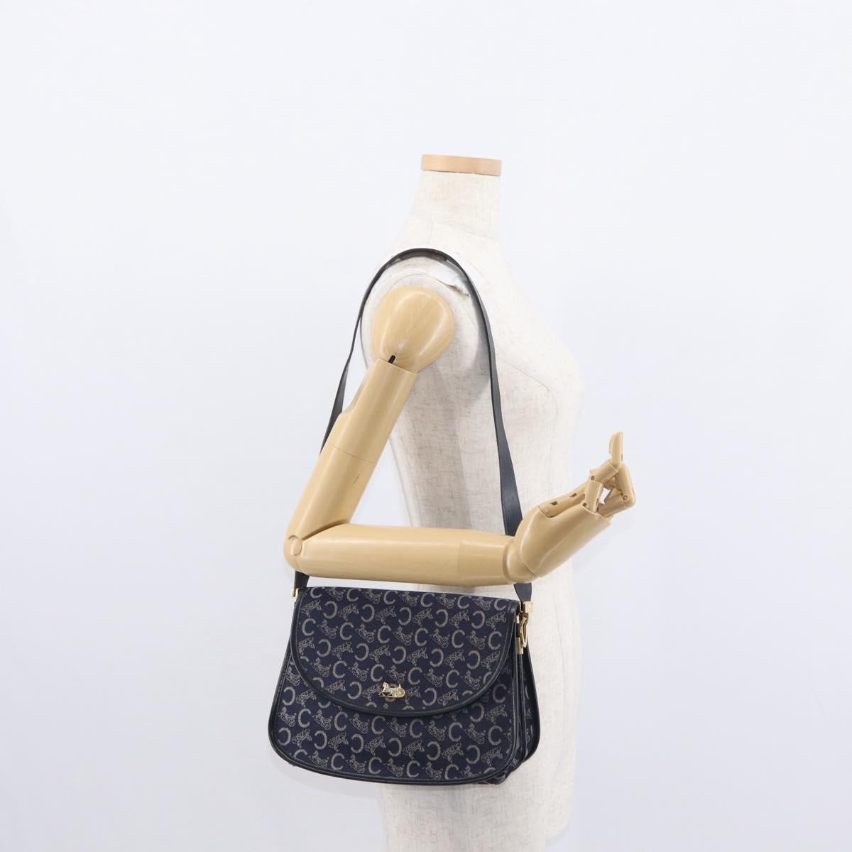 Celine C Sulky Shoulder Bag Canvas Navy Canvas Shoulder Bag Bag