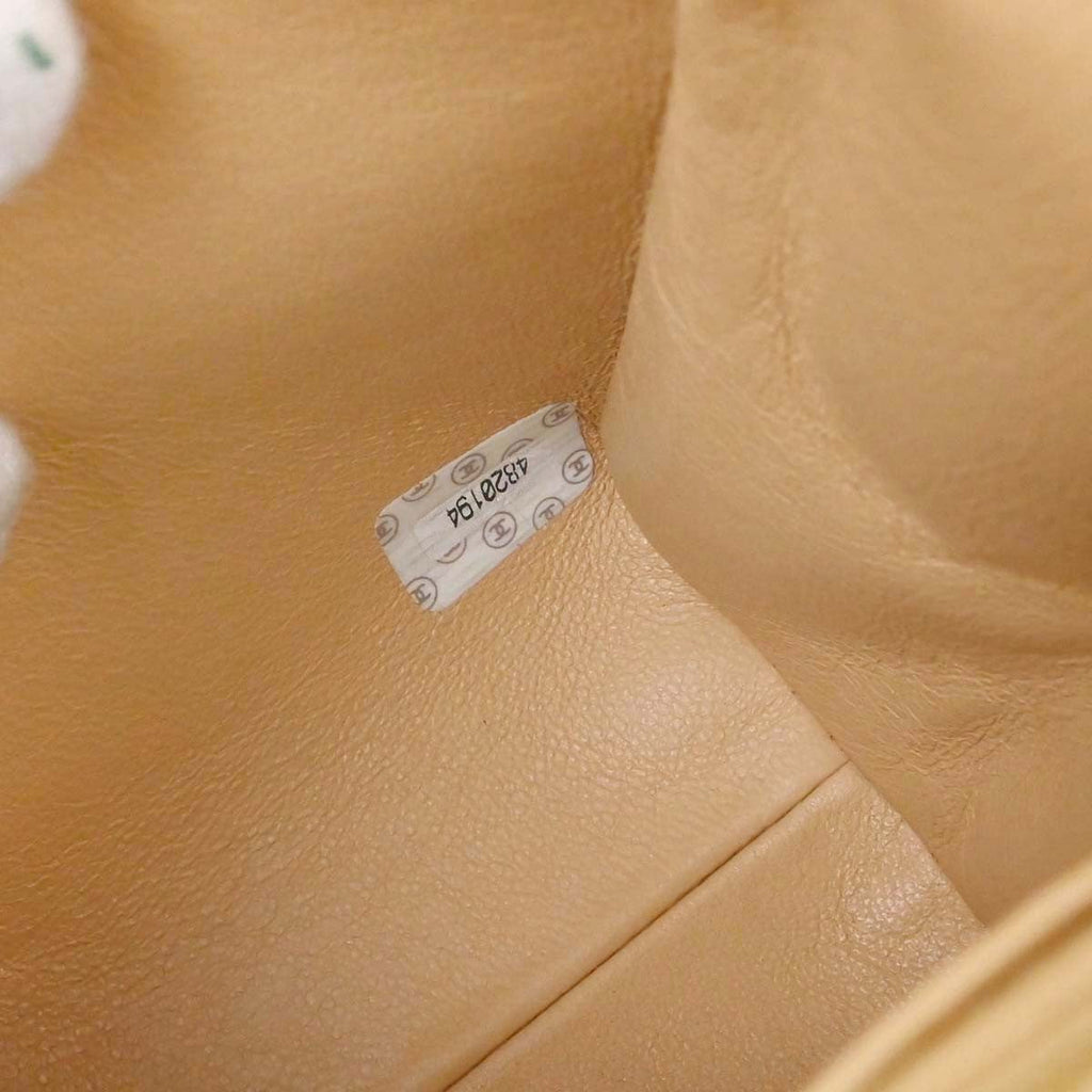 Chanel Vintage Top Handle Flap Bag Quilted Lambskin Beige Leather Handbag