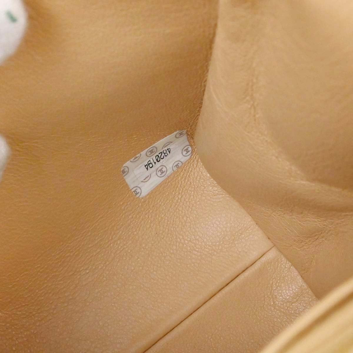Chanel Vintage Top Handle Flap Bag Quilted Lambskin Beige Leather Handbag
