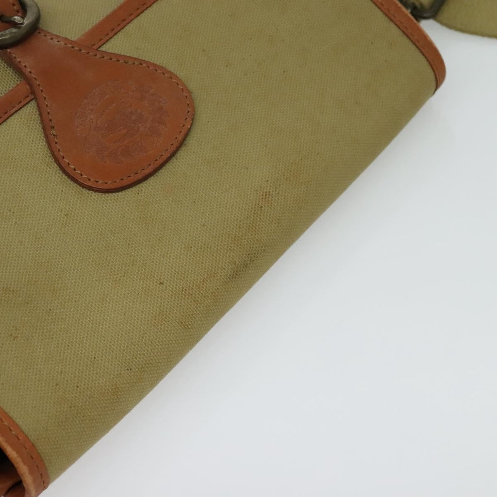 Burberry Front Pocket Messenger Bag Canvas Beige Canvas Shoulder Bag