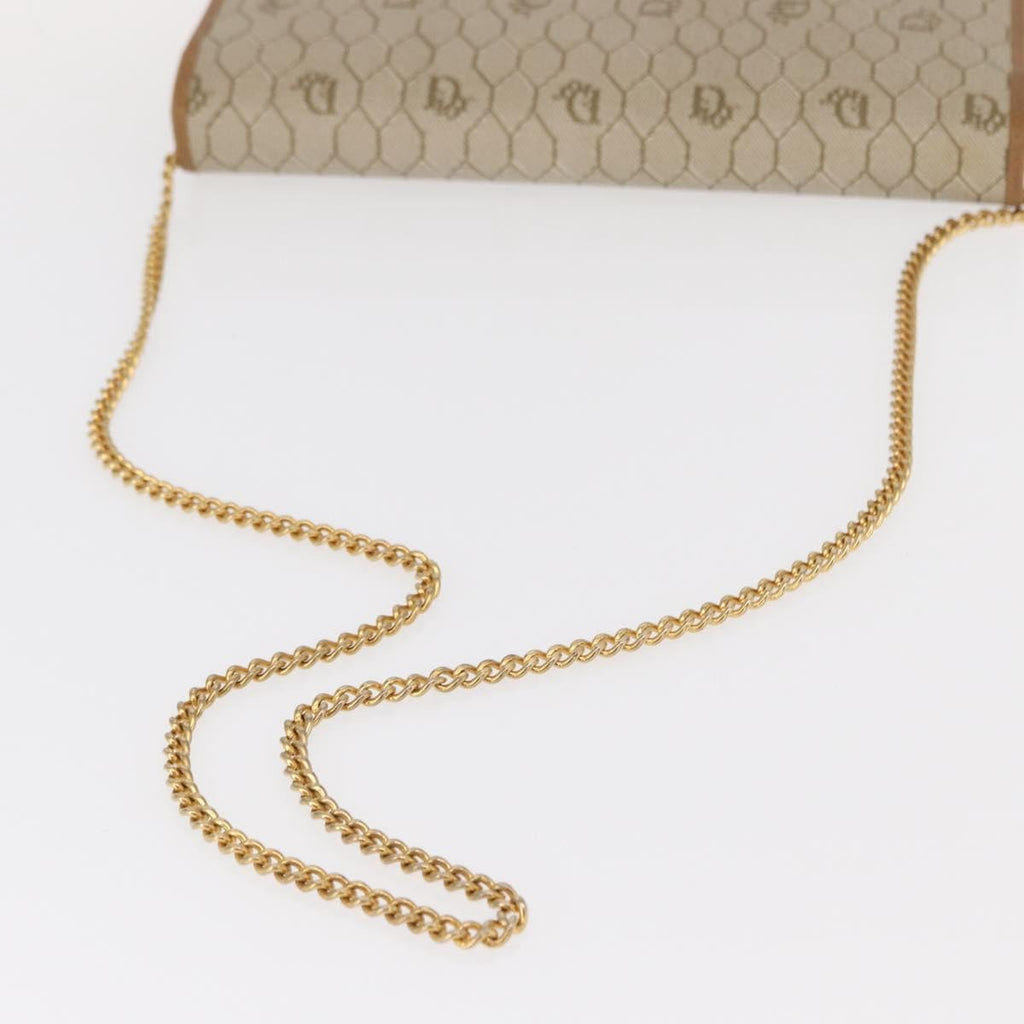 Christian Dior Vintage Honeycomb Chain Canvas Beige Canvas Shoulder Bag Bag (Pre-Owned)