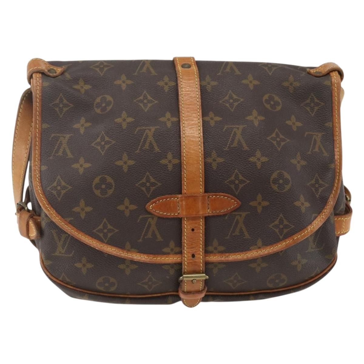 Louis Vuitton Saumur Handbag Monogram Canvas Brown Canvas Shoulder Bag