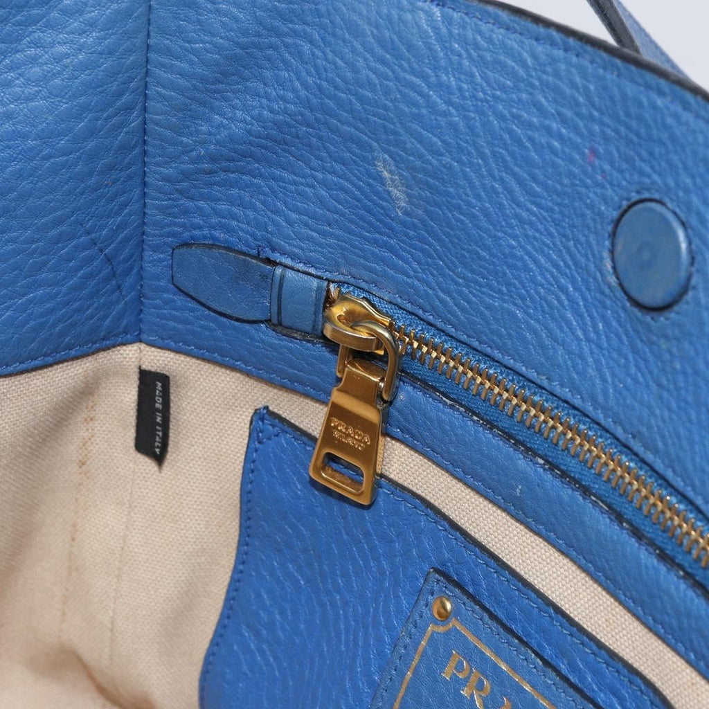 Prada Tote Vitello Daino Vitello Daino Blue Leather Tote Bag Bag