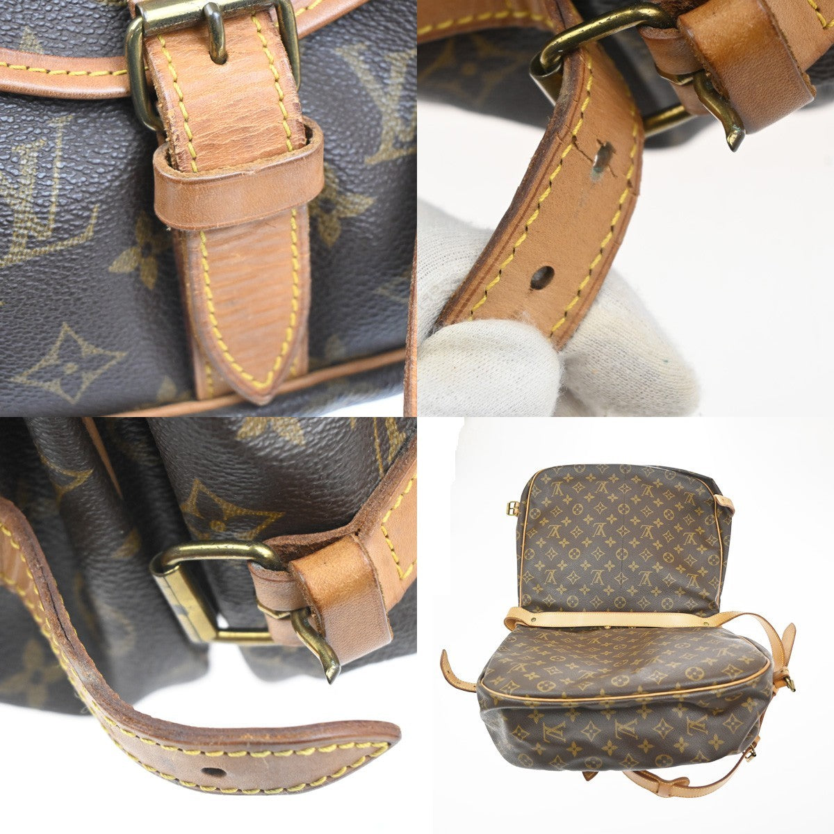 Louis Vuitton Saumur Handbag Monogram Canvas Brown Canvas Shoulder Bag