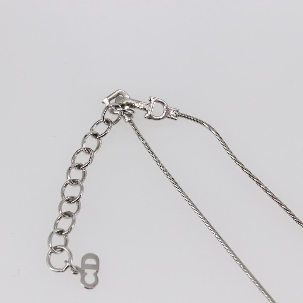 Christian Dior Bow Cd Pendant Necklace Metal With Crystal Silver Metal Jewelry (Pre-Owned)