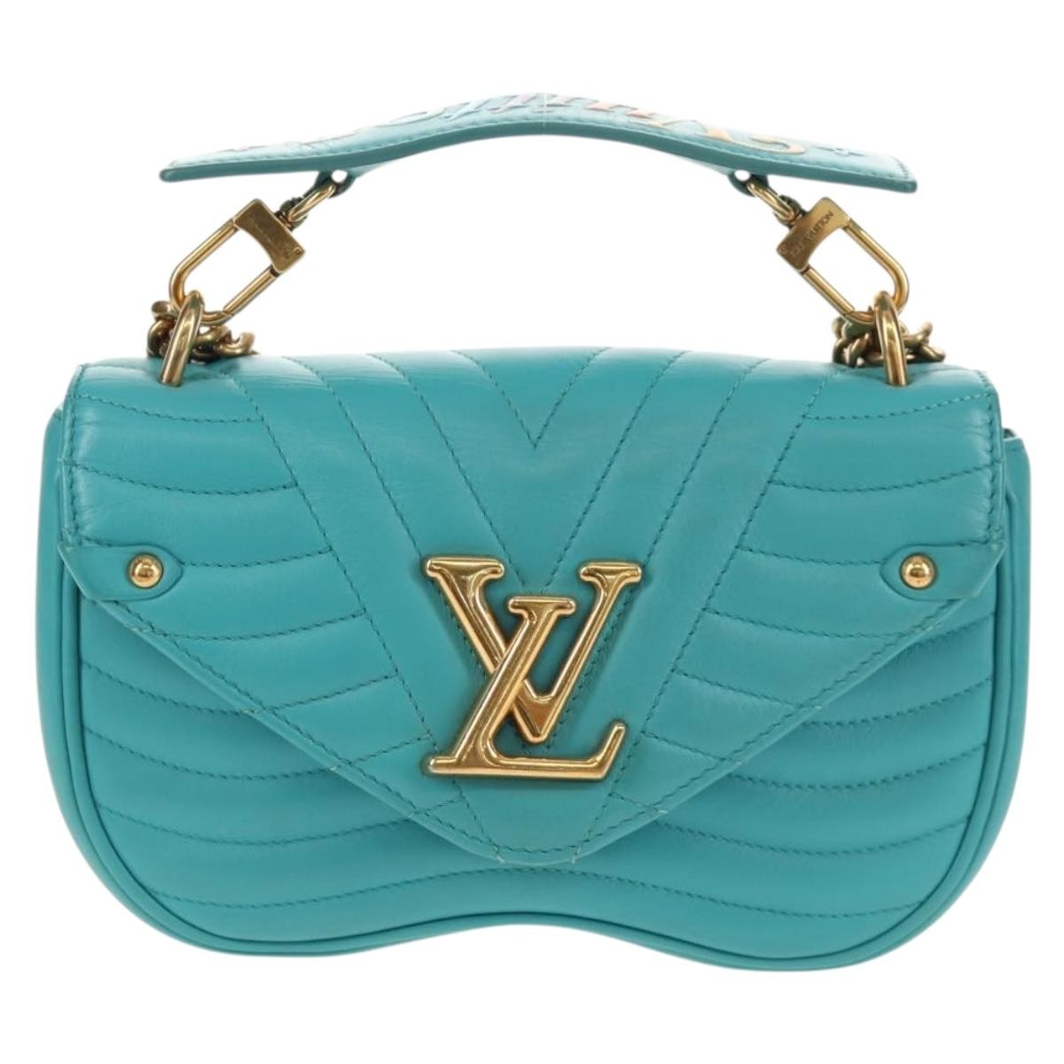 Louis Vuitton New Wave Chain Bag Quilted Leather Blue Leather Shoulder Bag
