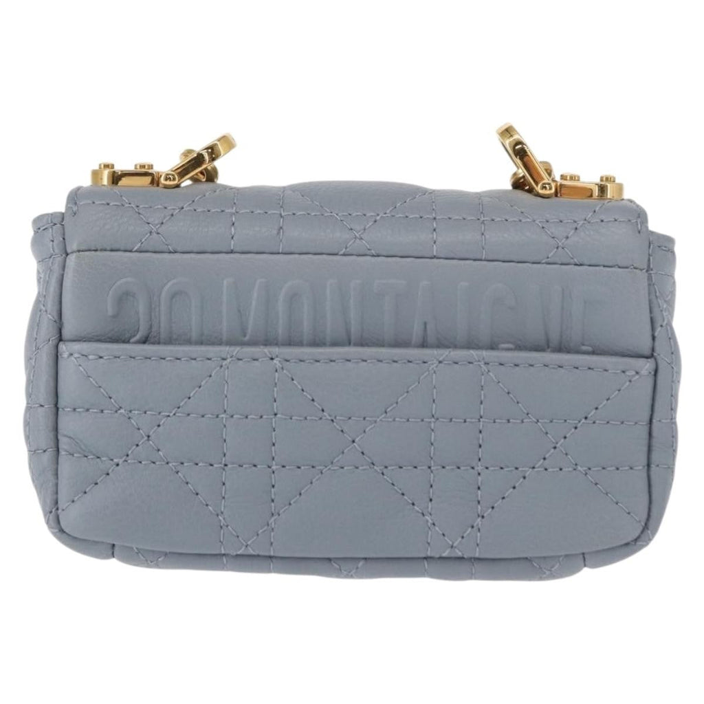 Christian Dior Caro Bag Cannage Quilt Calfskin Blue Leather Shoulder Bag Bag (Pre-Owned)