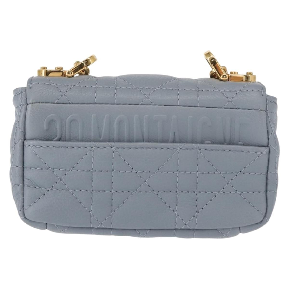 Christian Dior Caro Bag Cannage Quilt Calfskin Blue Leather Shoulder Bag Bag (Pre-Owned)