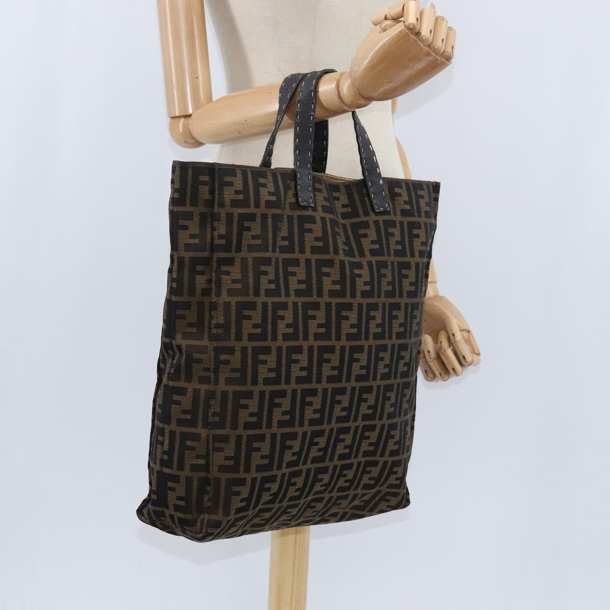 Fendi Open Shopping Tote Zucca Canvas Brown Canvas Tote Bag Bag
