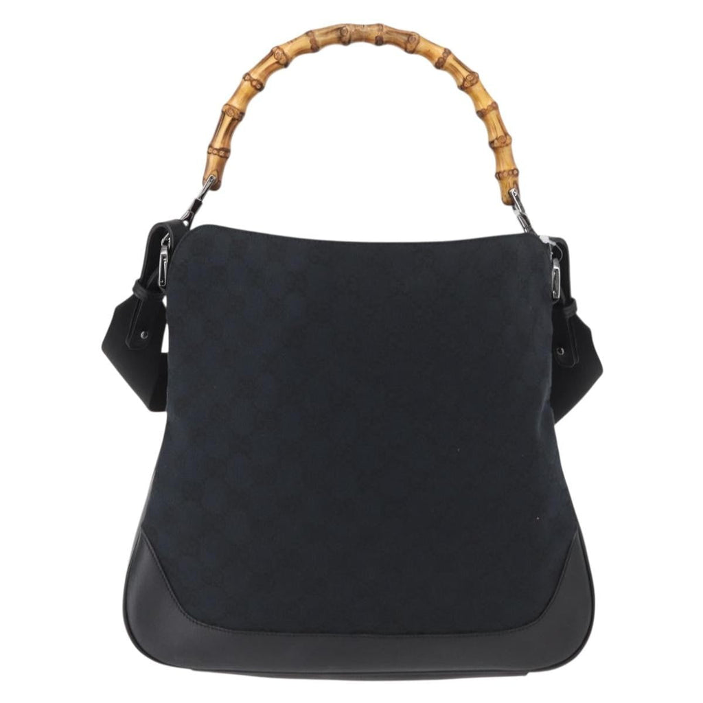 Gucci Diana Bamboo Shoulder Bag Gg Canvas Black Canvas Shoulder Bag Bag (Pre-Owned)