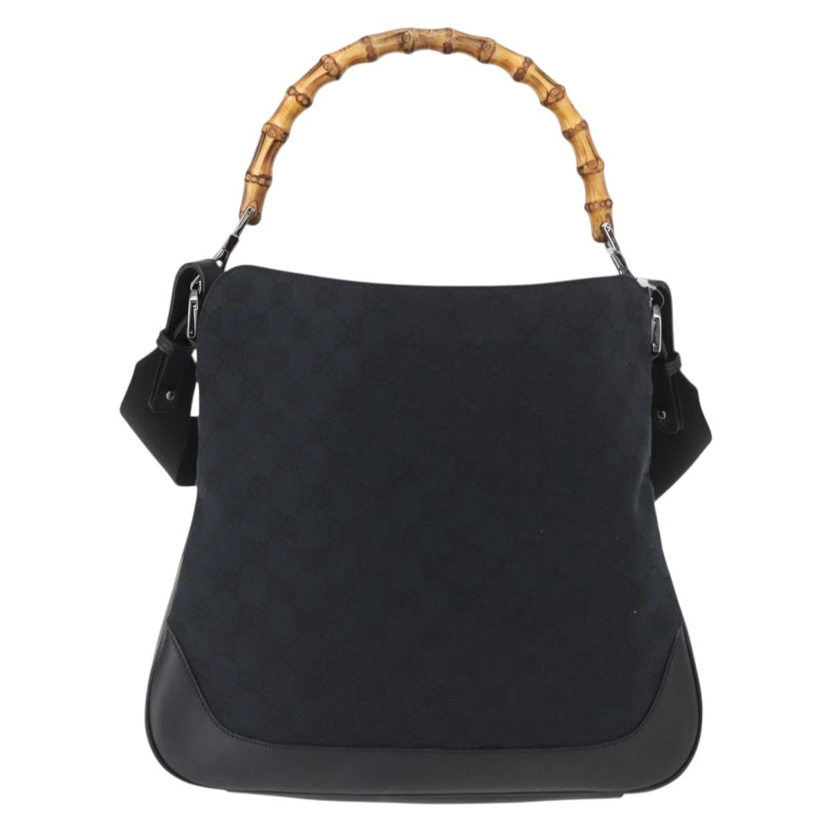 Gucci Diana Bamboo Shoulder Bag Gg Canvas Black Canvas Shoulder Bag Bag (Pre-Owned)