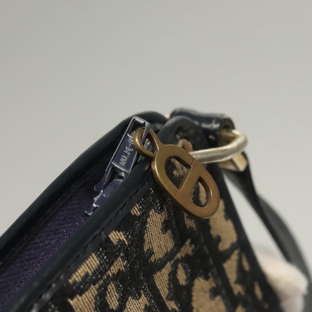 Christian Dior Vintage Trotter Shoulder Bag Canvas Navy Canvas Shoulder Bag Bag (Pre-Owned)