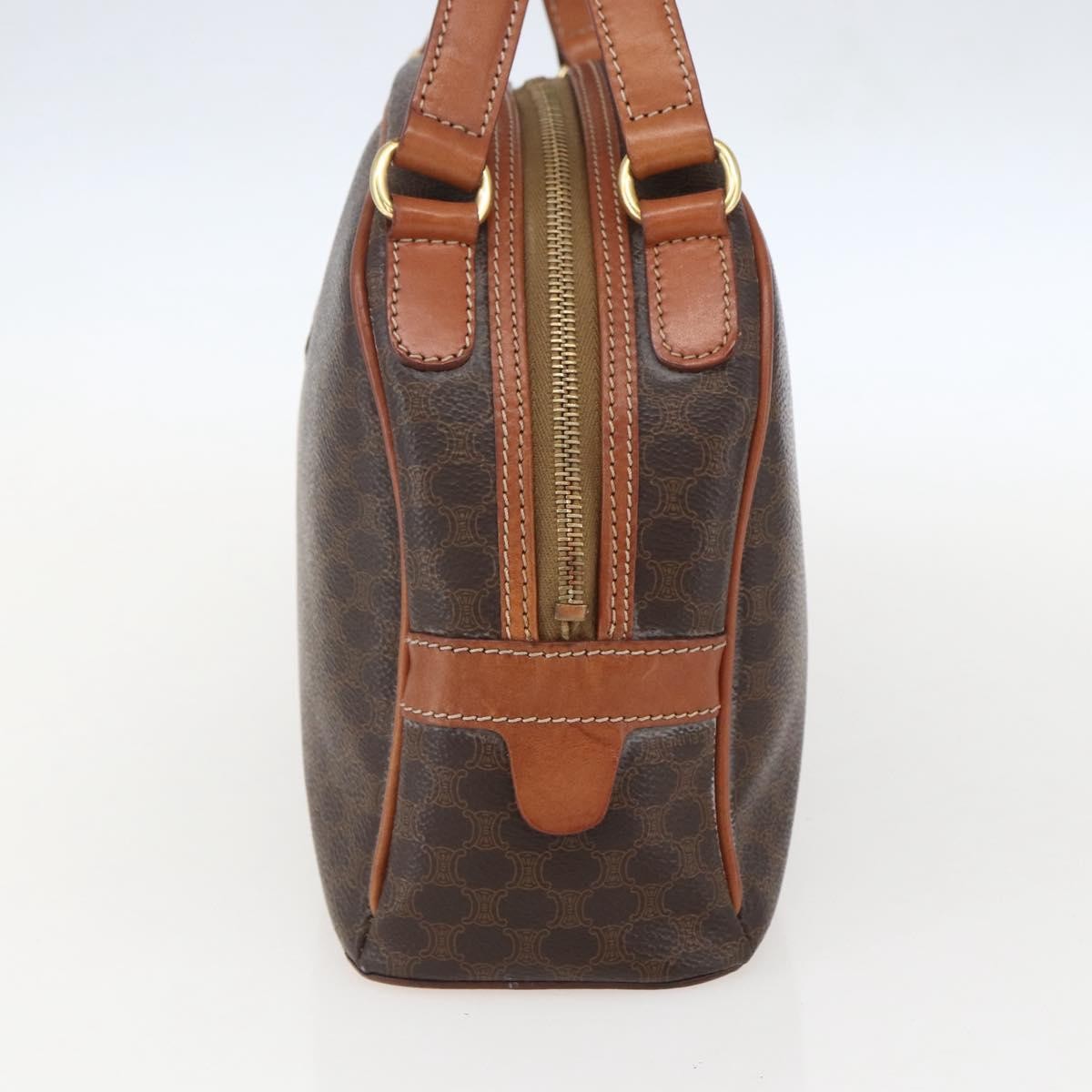 Celine Vintage Macadam Handbag Canvas And Leather Brown Canvas Handbag