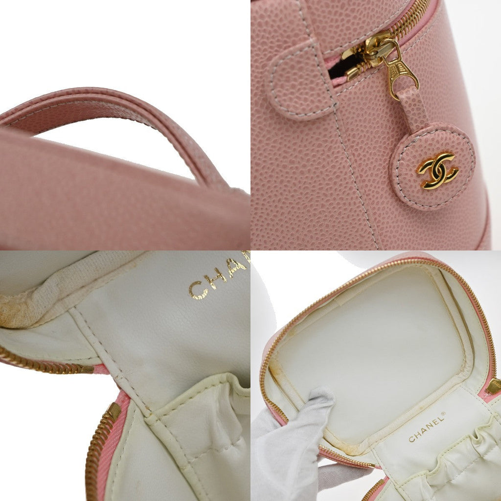 Chanel Vintage Timeless Cosmetic Case Caviar Pink Leather Handbag