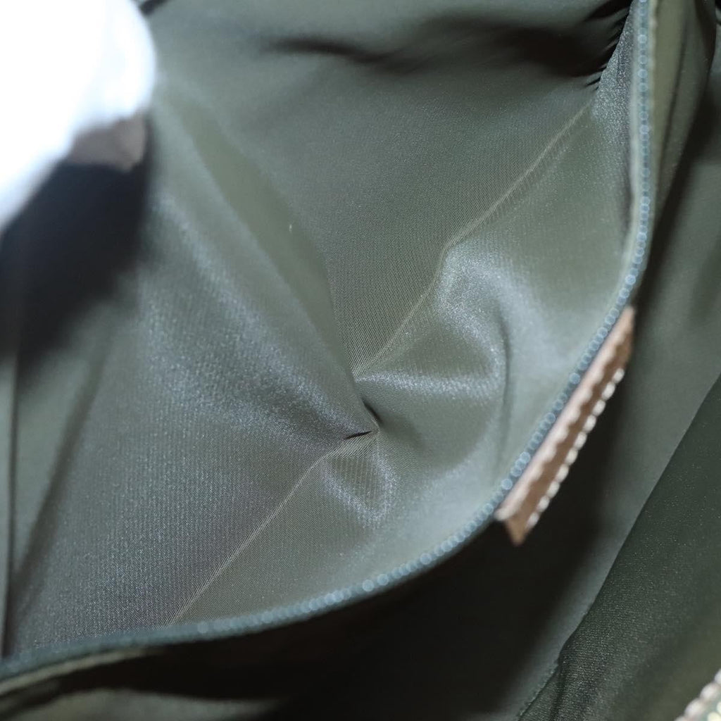 Christian Dior Vintage Trotter Double Pocket Tote Diorissimo Canvas Khaki Canvas Bag (Pre-Owned)
