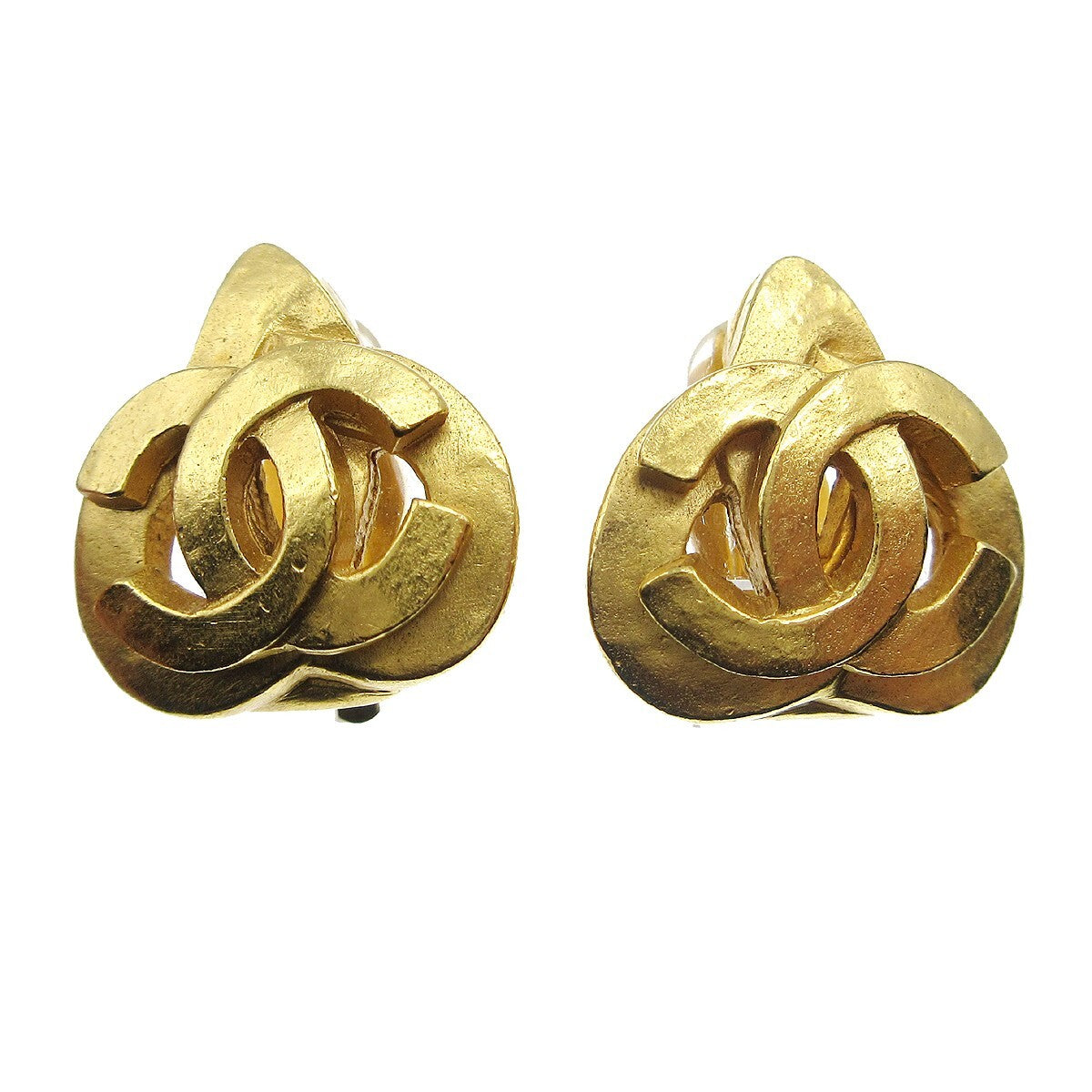 Chanel Cc Logo Heart Gold-Plated Gold Gold_Plated Earrings Jewelry