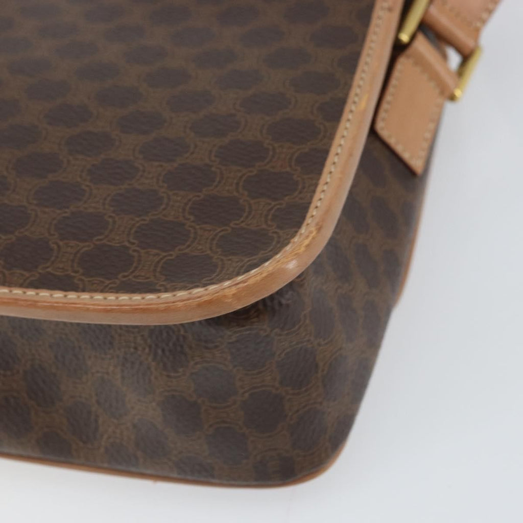 Celine Vintage Macadam Circle Logo Shoulder Bag Canvas And Leather Brown Pvc Shoulder Bag Bag