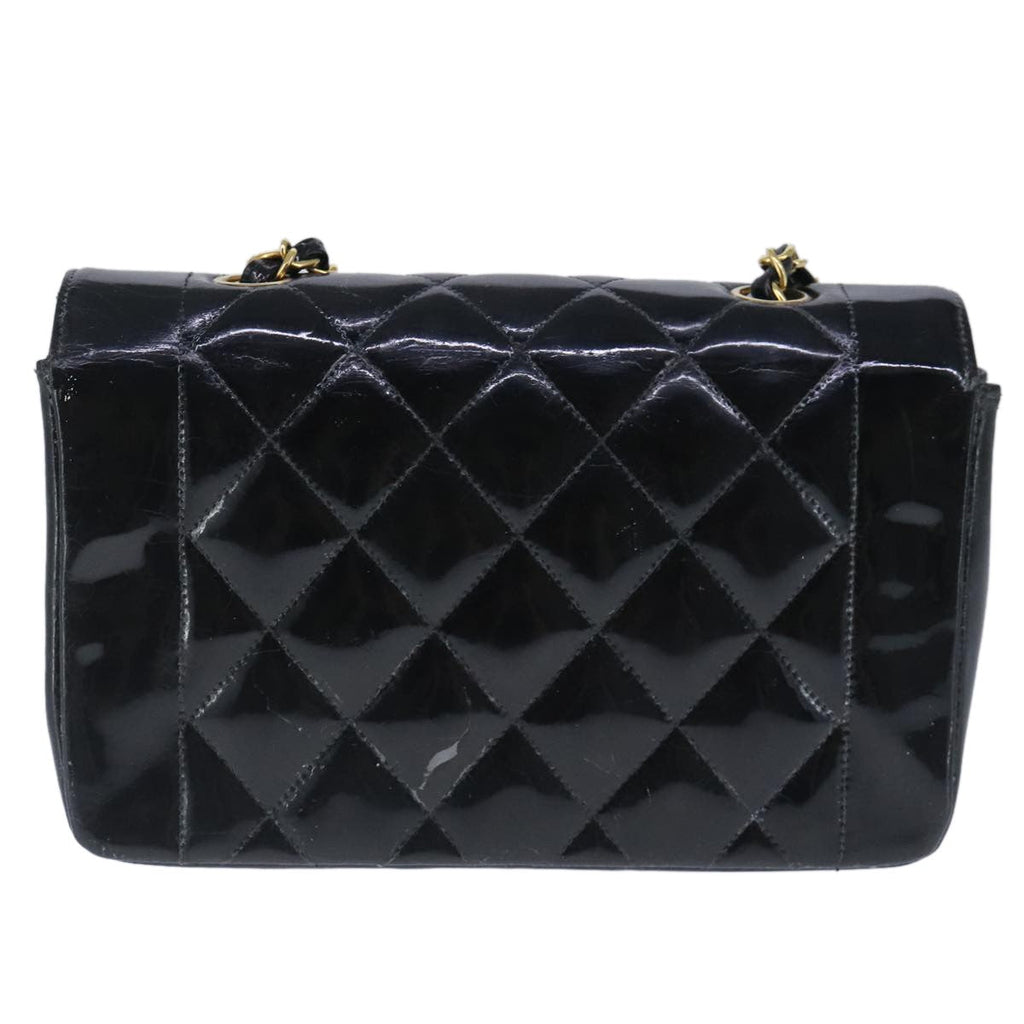 Chanel Vintage So Black Diana Flap Bag Quilted Patent Black Patent_Leather Shoulder Bag Bag