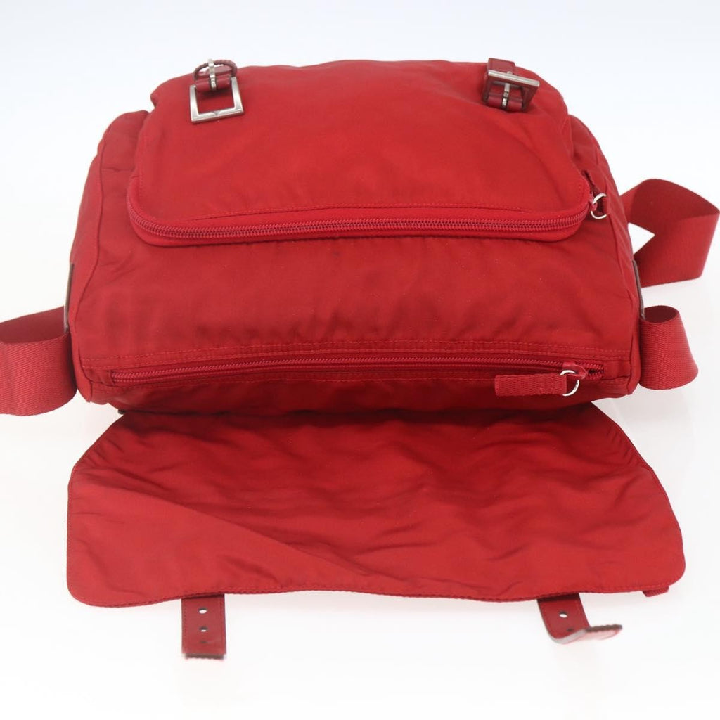 Prada Zip Buckle Messenger Bag Tessuto Red Nylon Shoulder Bag Bag
