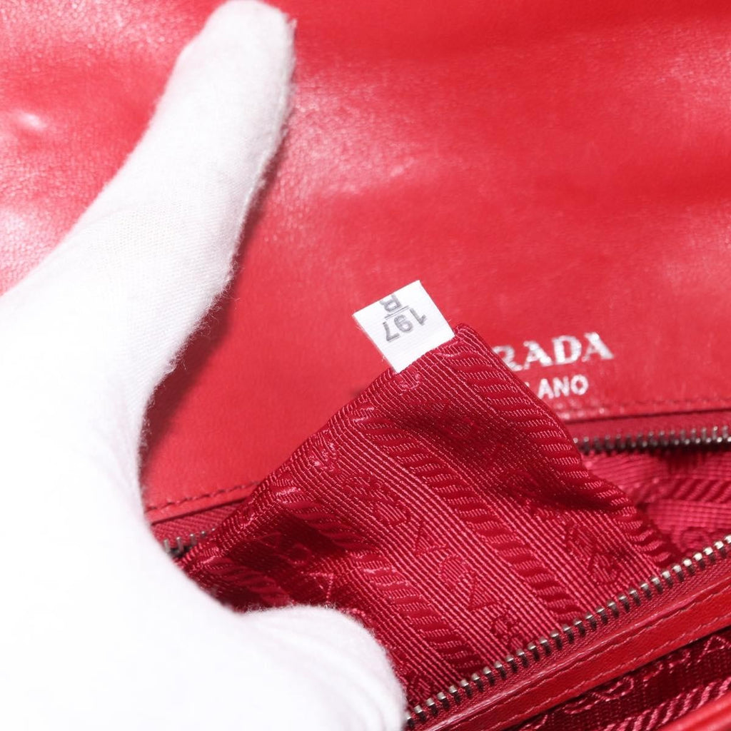 Prada Gaufre Chain Flap Shoulder Bag Nappa Leather Red Leather Shoulder Bag Bag
