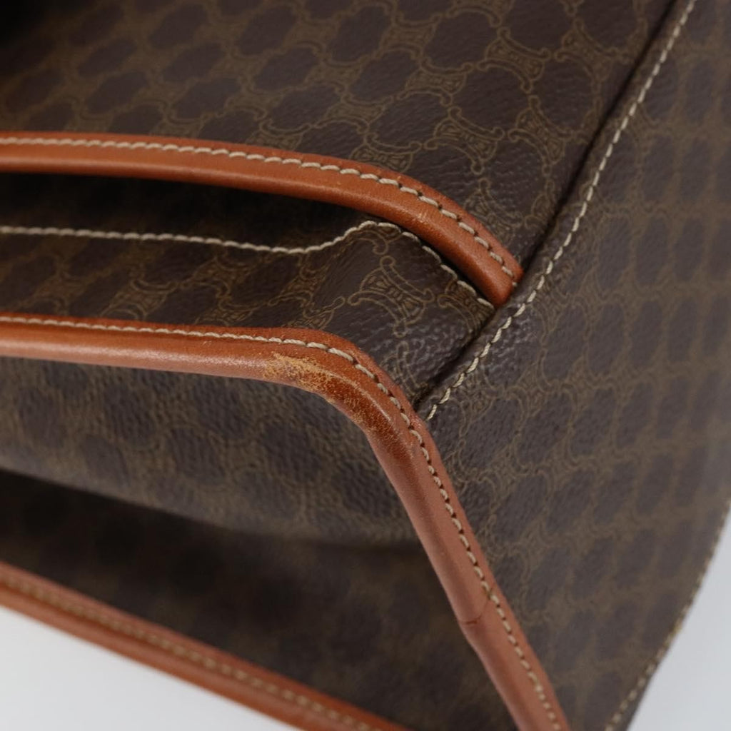 Celine Vintage Macadam Tote Bag Canvas And Leather Brown Canvas Tote Bag Bag
