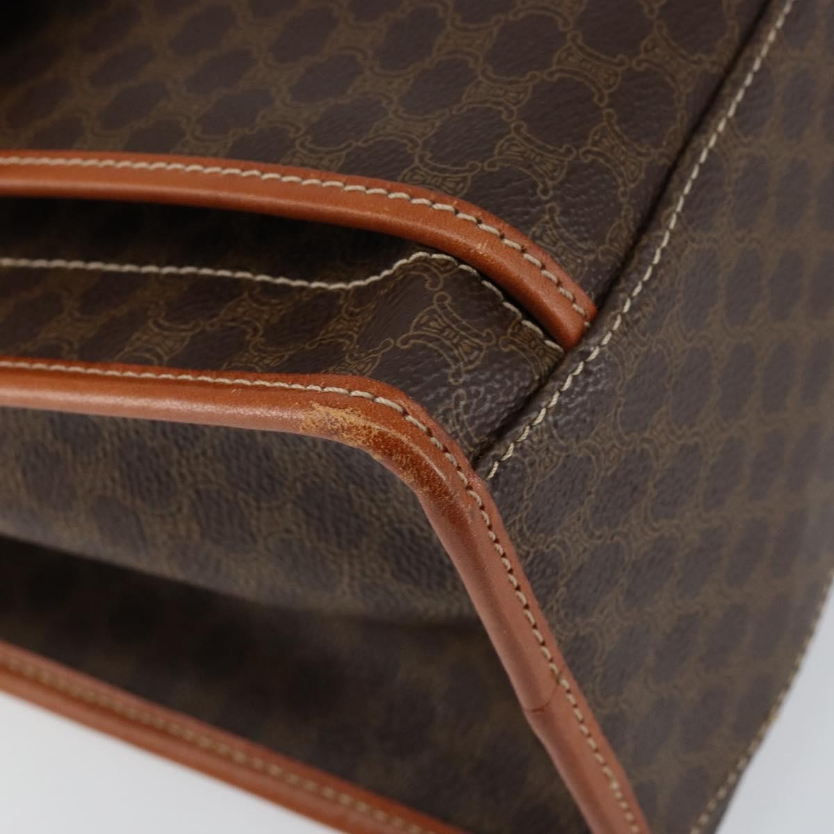 Celine Vintage Macadam Tote Bag Canvas And Leather Brown Canvas Tote Bag Bag