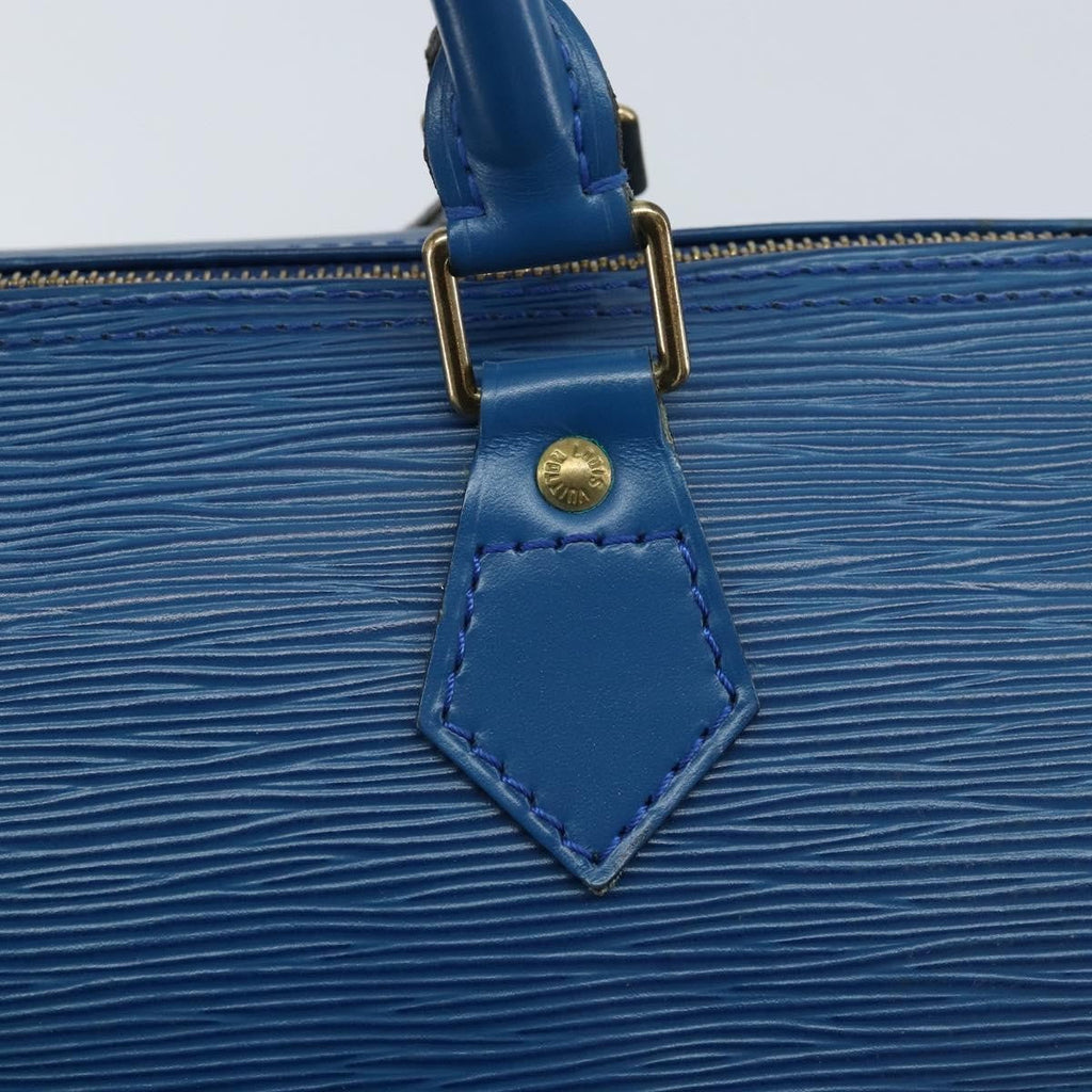 Louis Vuitton Speedy Handbag Epi Leather Blue Leather Handbag