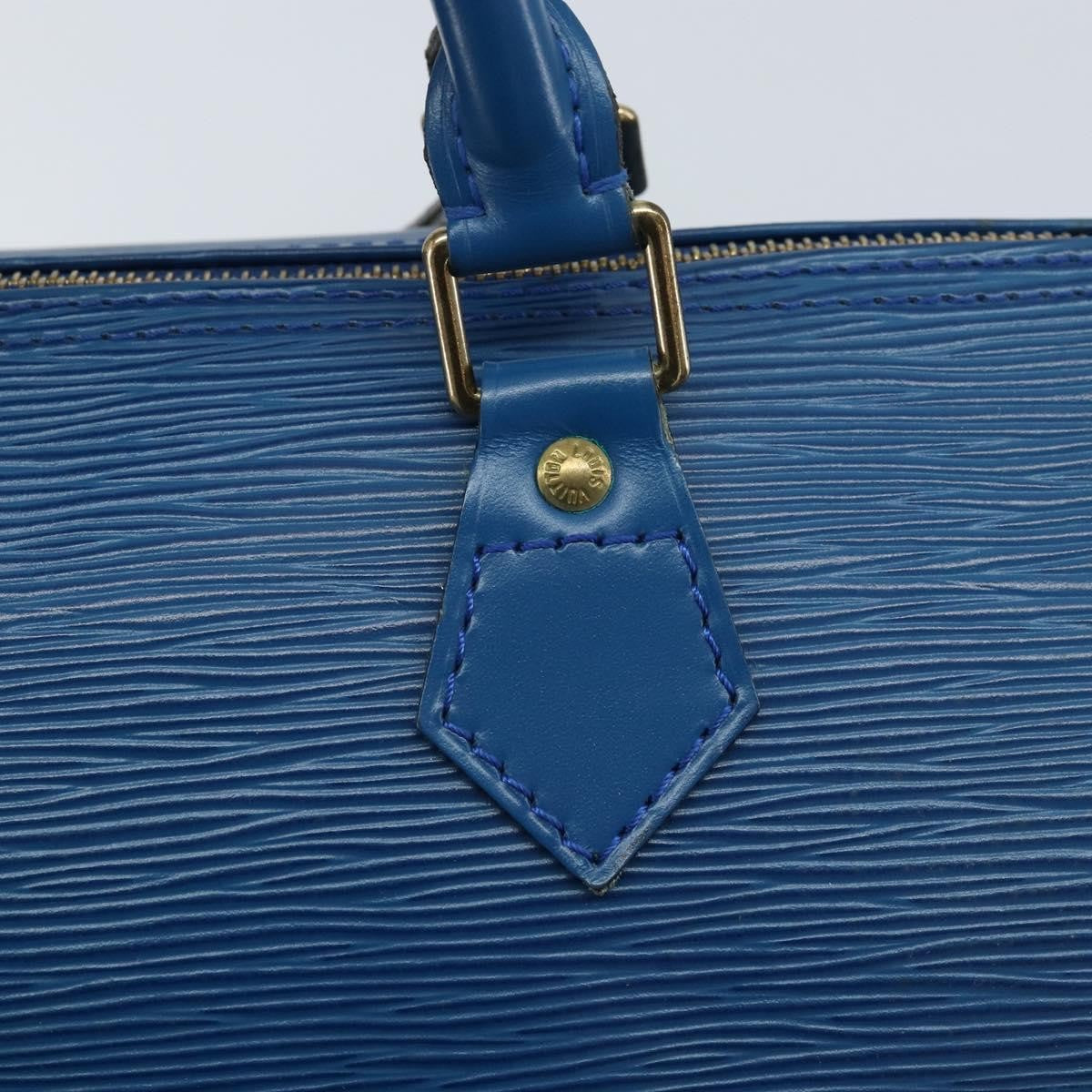 Louis Vuitton Speedy Handbag Epi Leather Blue Leather Handbag