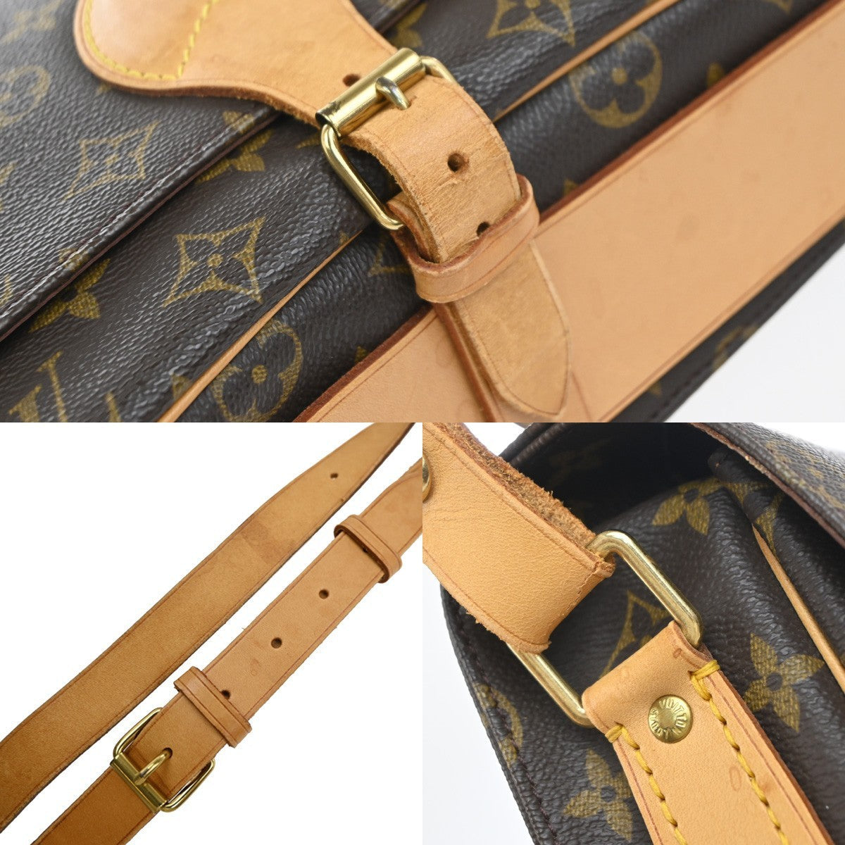 Louis Vuitton Cartouchiere Handbag Monogram Canvas Brown Canvas Shoulder Bag