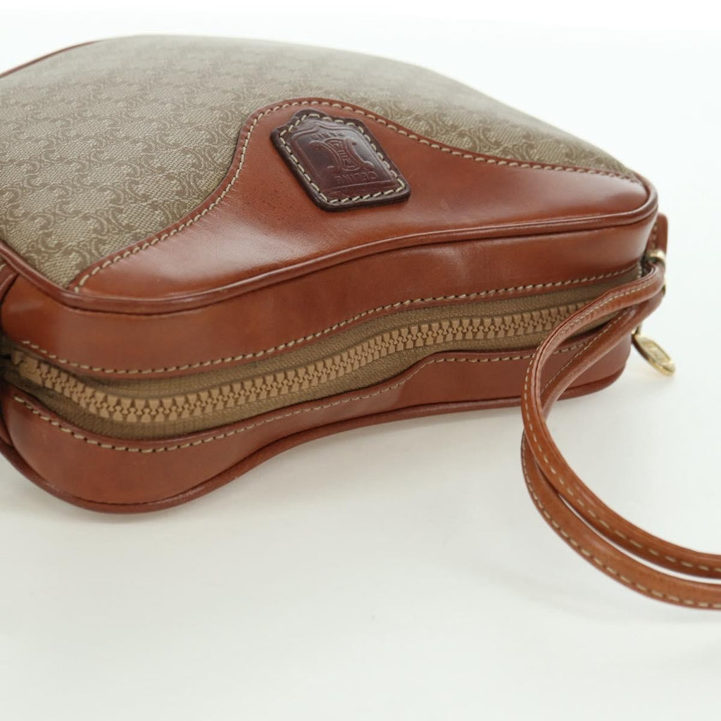 Celine Vintage Macadam Shoulder Bag Canvas And Leather Beige Canvas Shoulder Bag Bag