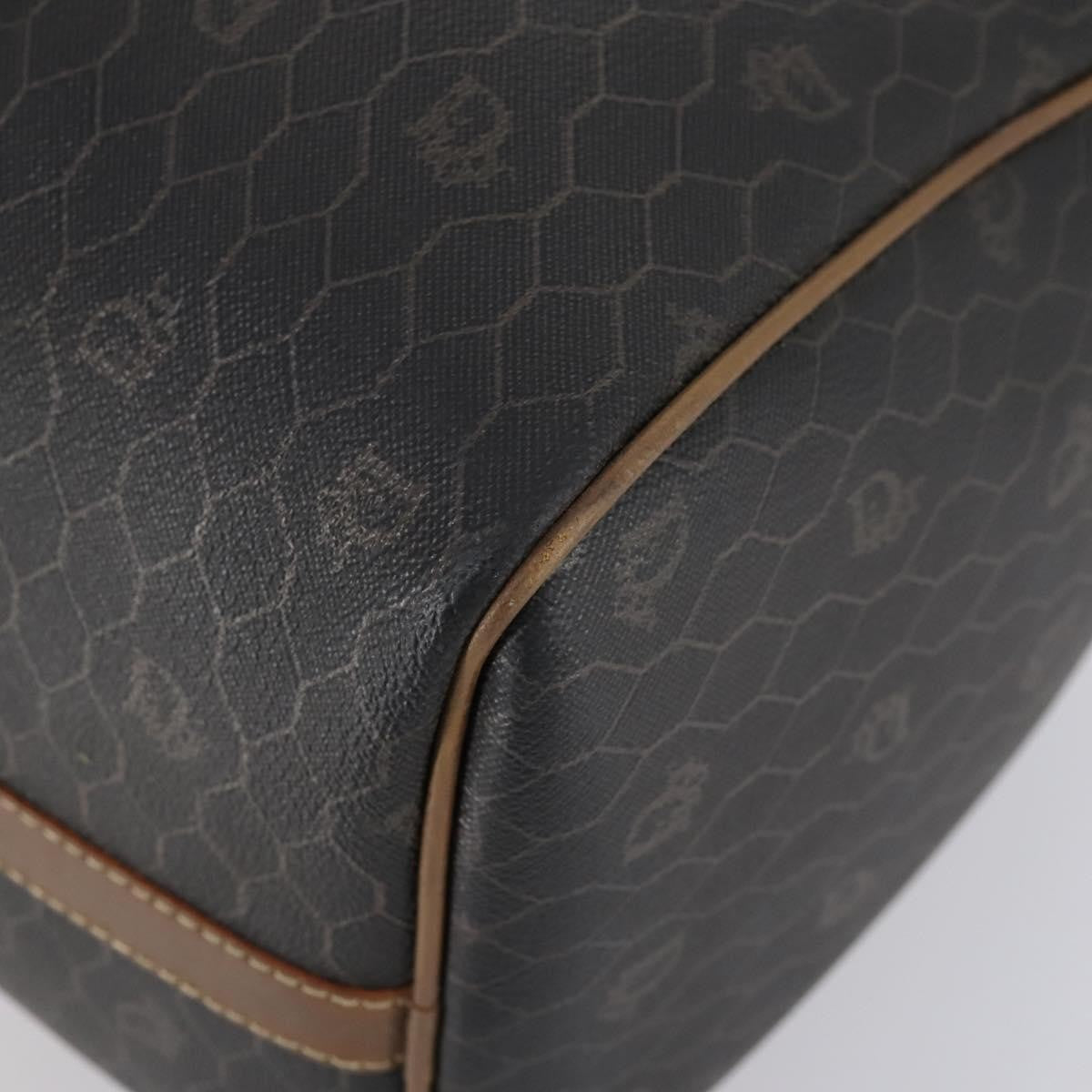 Christian Dior Vintage Honeycomb Boston Bag Canvas And Leather Black Canvas Travel Bag Bag (Pre-Owned)