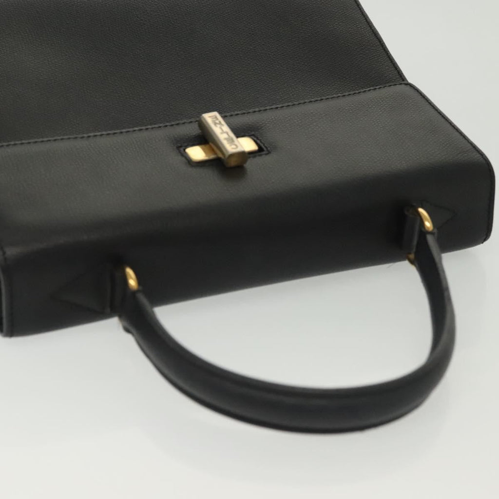 Celine Vintage Convertible Turnlock Top Handle Bag Leather Black Leather Bag
