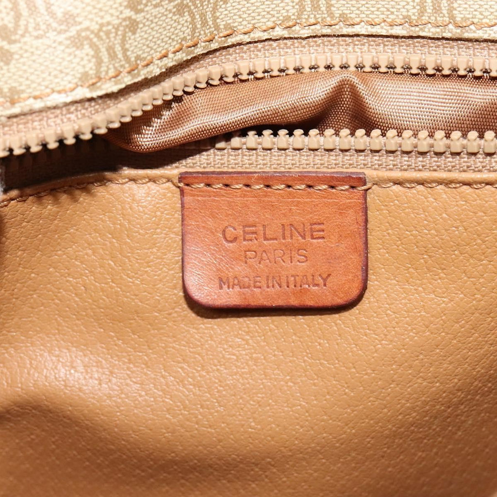 Celine Vintage Macadam Shoulder Bag Canvas And Leather Beige Canvas Shoulder Bag Bag