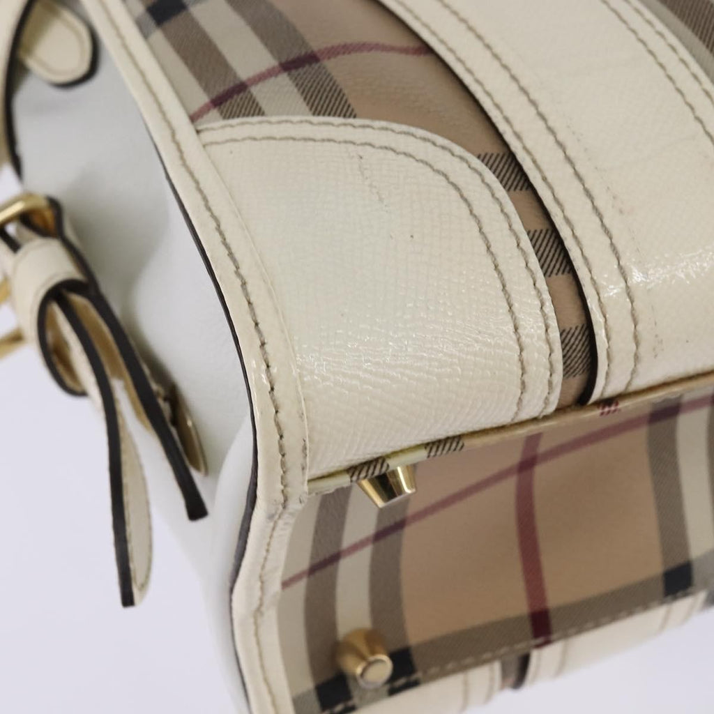 Burberry Minford Satchel Haymarket Coated Canvas Beige Canvas Tote Bag