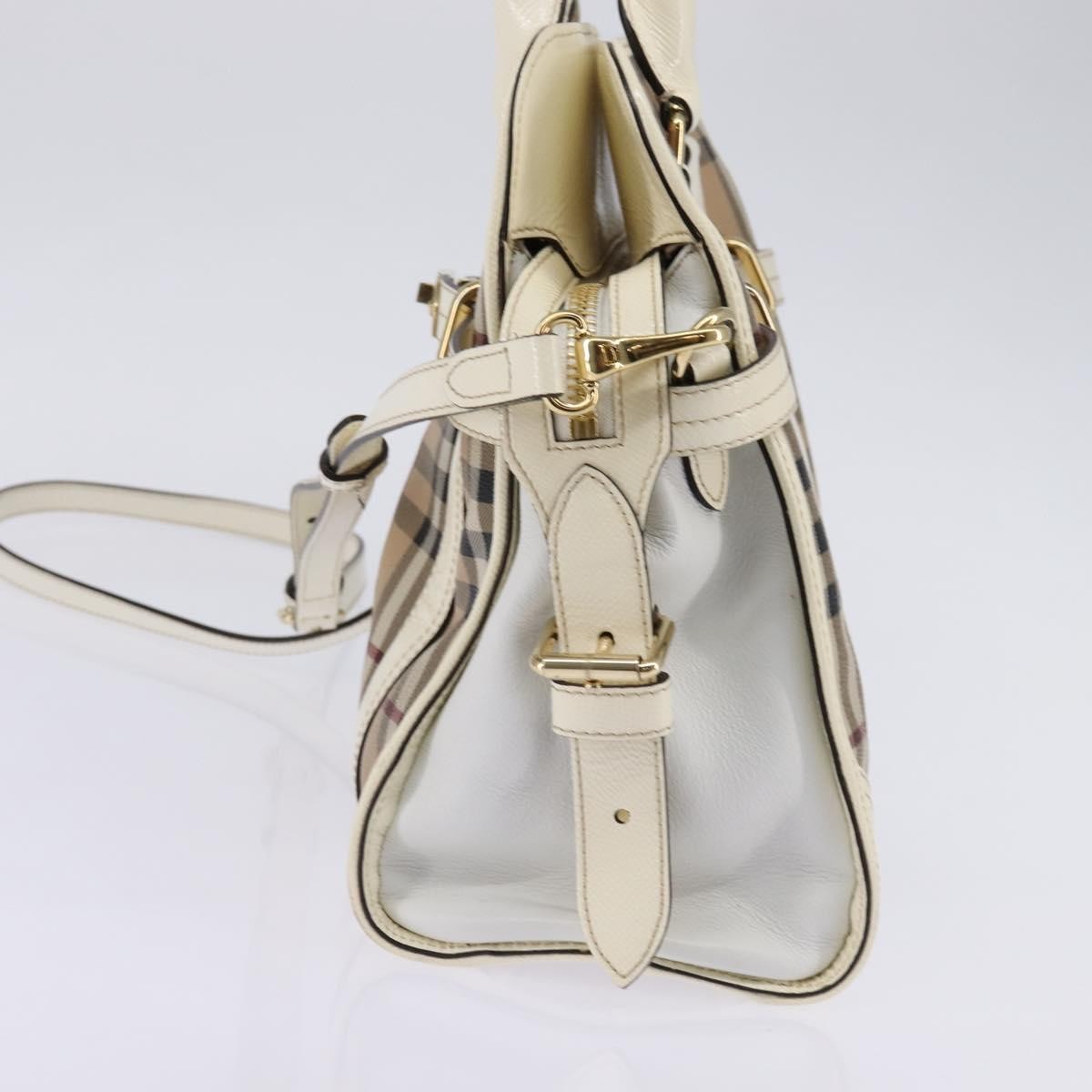 Burberry Minford Satchel Haymarket Coated Canvas Beige Canvas Tote Bag