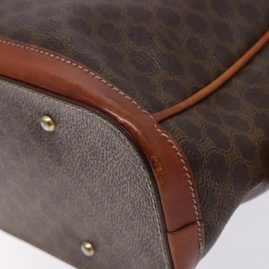 Celine Macadam Handbag Macadam With Leather Brown Canvas Handbag