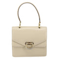 Celine Vintage Top Handle Bag Glazed Leather Ecru Leather Handbag