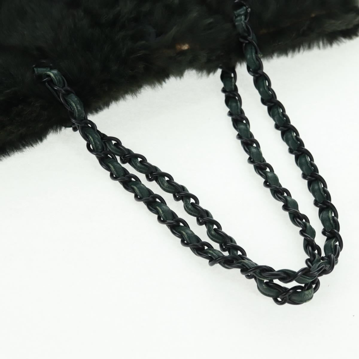 Chanel Chain Tote Lapin Fur Green Fur Tote Bag Bag