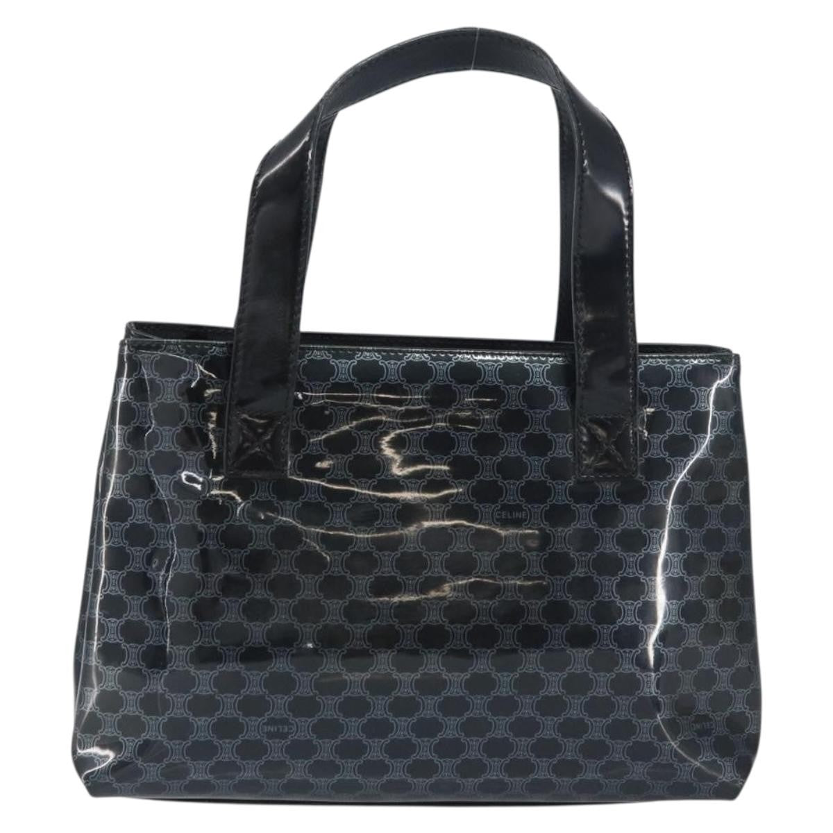 Celine Vintage Macadam Shopper Tote Venyl Black Plastic Tote Bag Bag