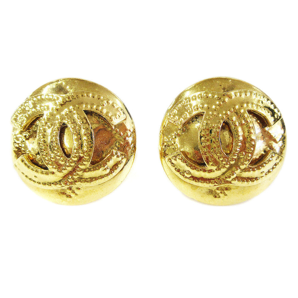 Chanel Cc Button Clip-On Earrings Metal Gold Gold_Plated Earrings Jewelry