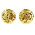 Chanel Cc Button Clip-On Earrings Metal Gold Gold_Plated Earrings Jewelry